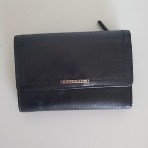 Fossil Black Leather Trifold Wallet